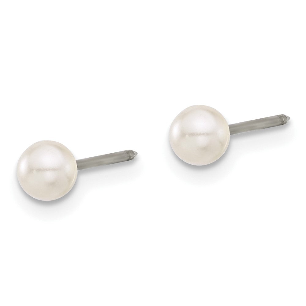 Piercing only Titanium 4mm Glass Pearl Post Earrings