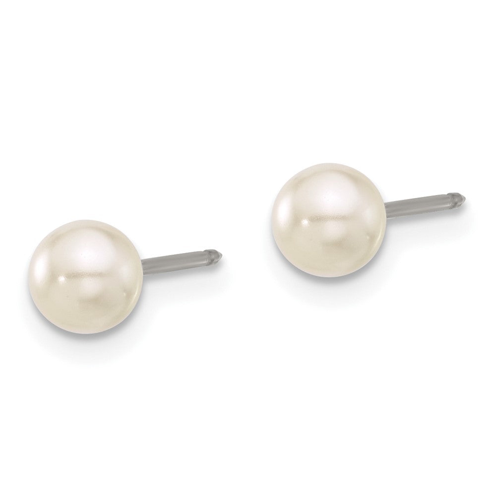 Piercing only Titanium 5mm Glass Pearl Post Earrings