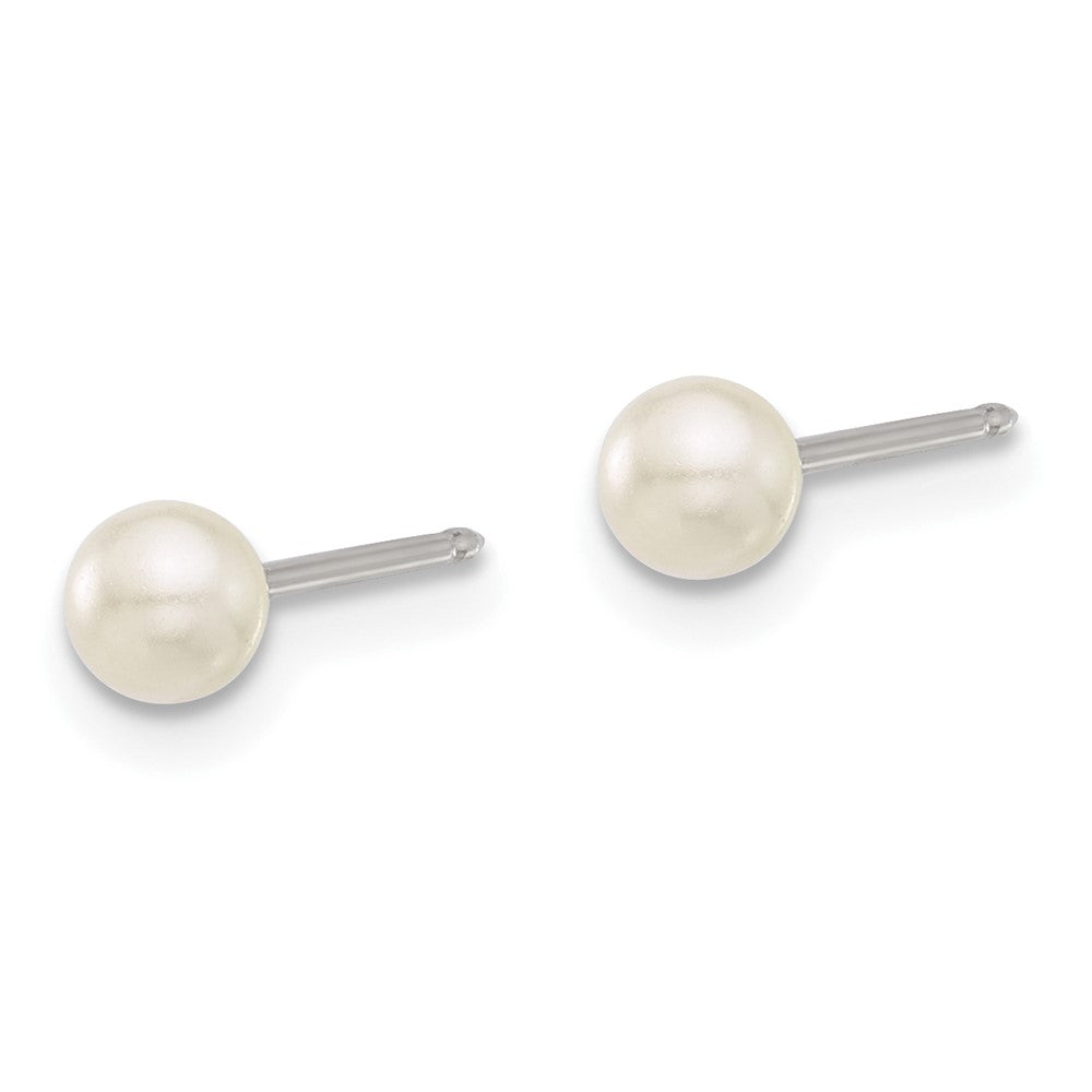 Piercing only Stainless Steel 4mm Glass Pearl Post Earrings