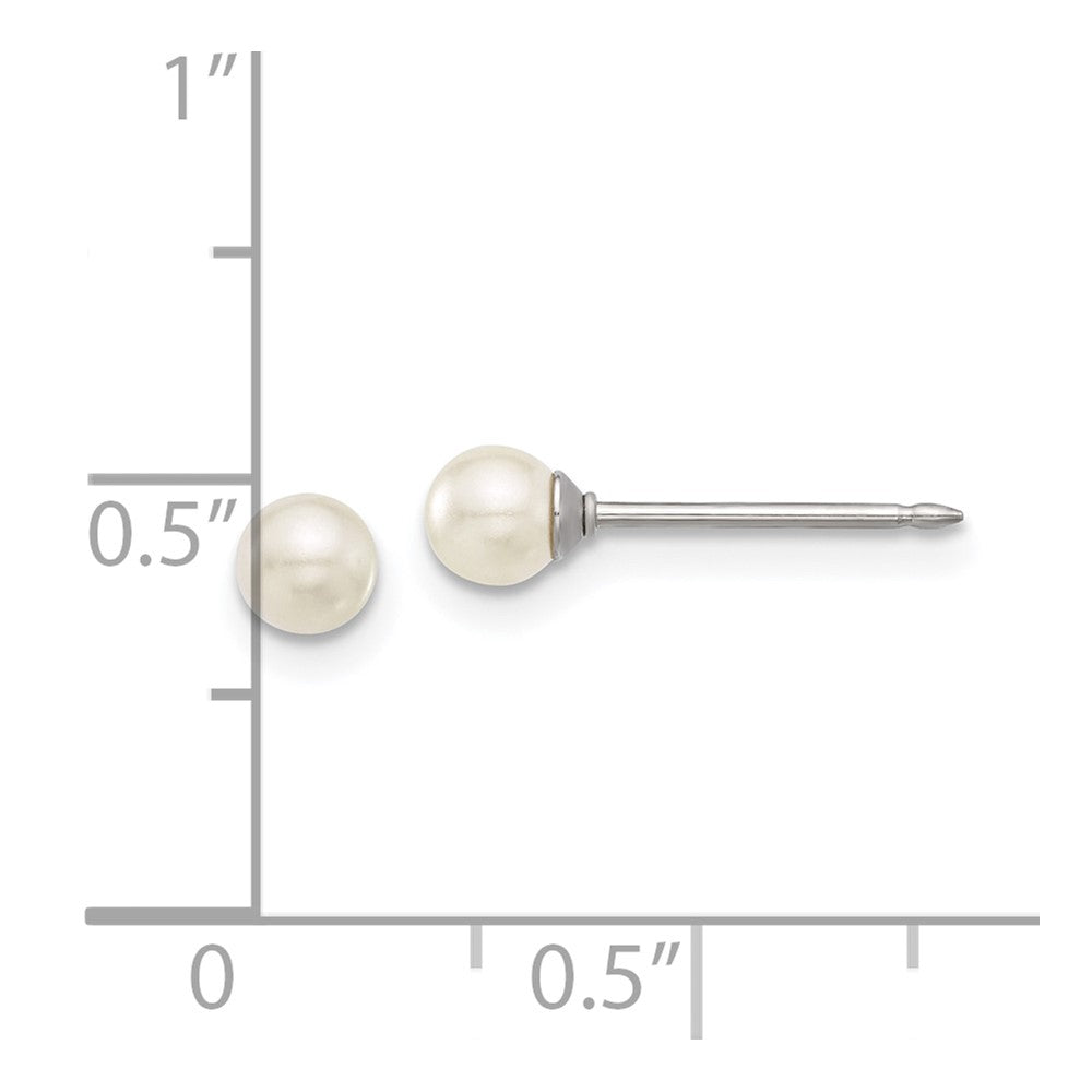 Piercing only Stainless Steel 4mm Glass Pearl Post Earrings