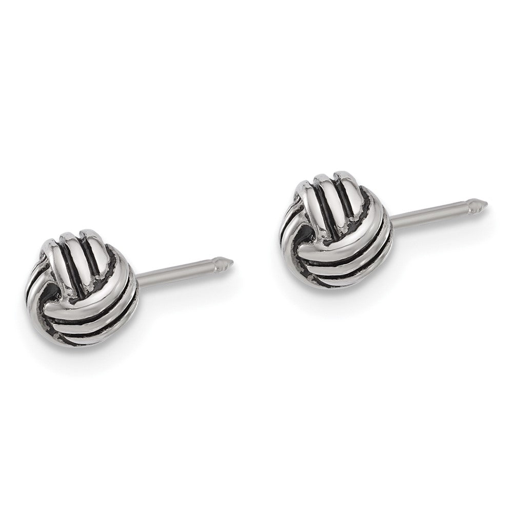 Piercing only Stainless Steel Antiqued Love Knot Post Earrings