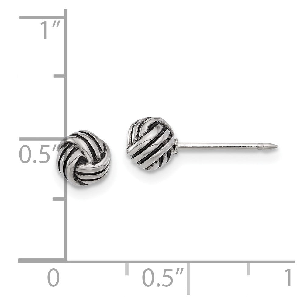Piercing only Stainless Steel Antiqued Love Knot Post Earrings