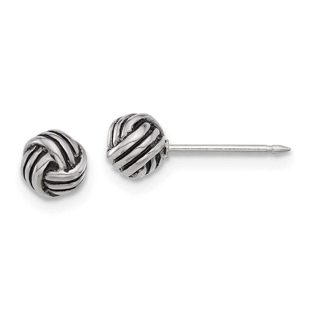 Piercing only Stainless Steel Antiqued Love Knot Post Earrings