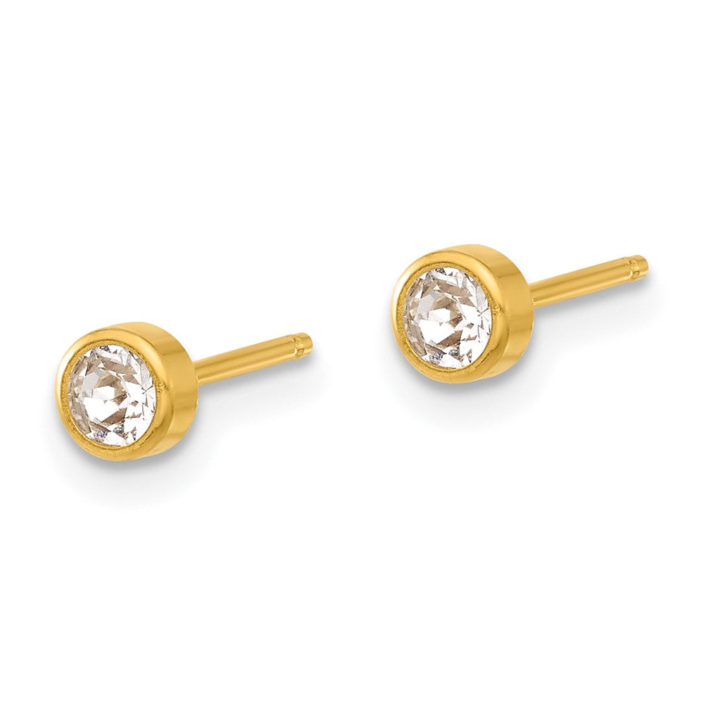 Piercing only 14K Polished 4mm Crystal Bezel Post Earrings
