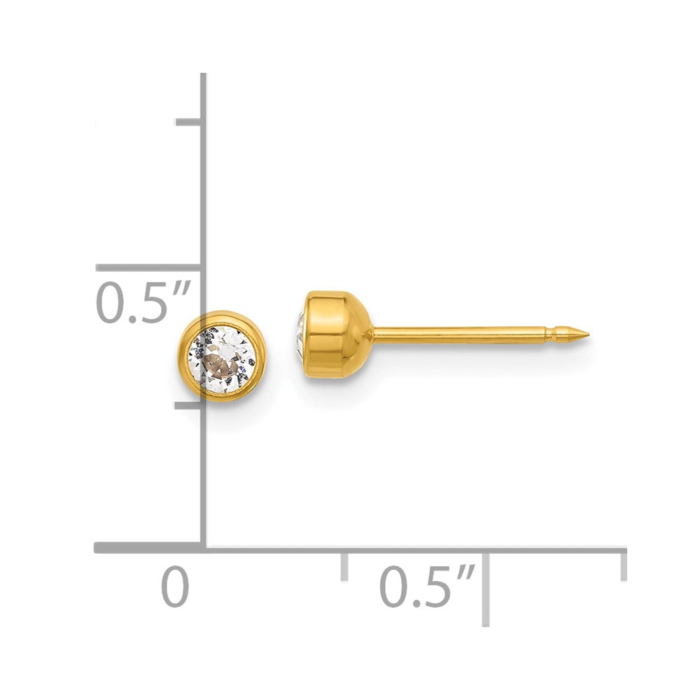 Piercing only 14K Polished 4mm Crystal Bezel Post Earrings
