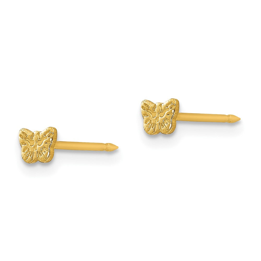 Piercing only Stainless Steel 24K Gold-plated Petite Butterfly Earrings