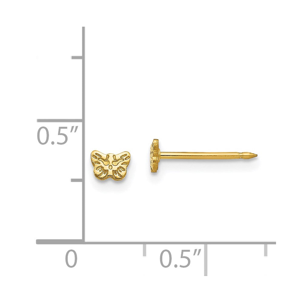 Piercing only Stainless Steel 24K Gold-plated Petite Butterfly Earrings