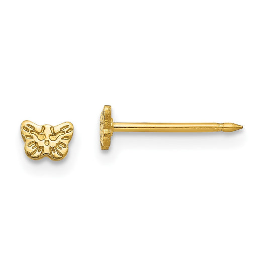 Piercing only Stainless Steel 24K Gold-plated Petite Butterfly Earrings