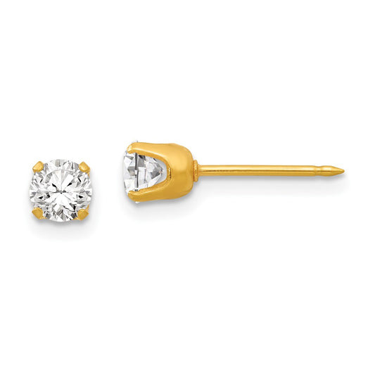 Piercing only 14k 4.25mm CZ Post Earrings