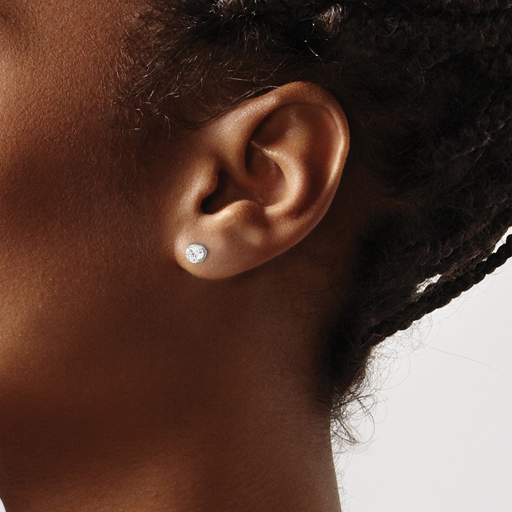 Piercing only Stainless Steel 4mm CZ Post Earrings