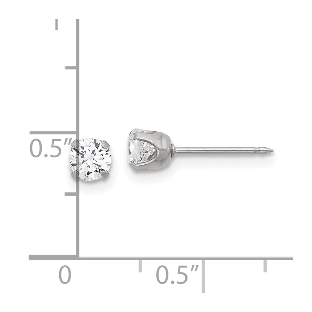Piercing only Stainless Steel 4mm CZ Post Earrings