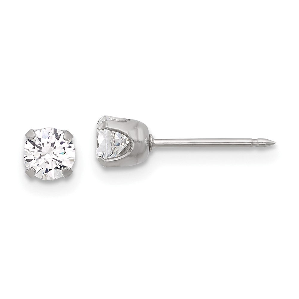 Piercing only Stainless Steel 4mm CZ Post Earrings