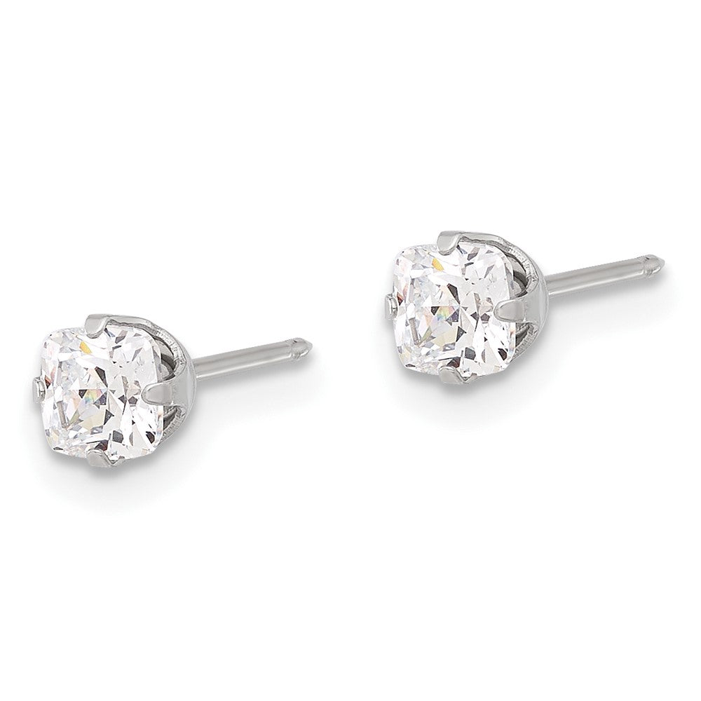 Piercing only Stainless Steel 4mm Square CZ Post Earrings