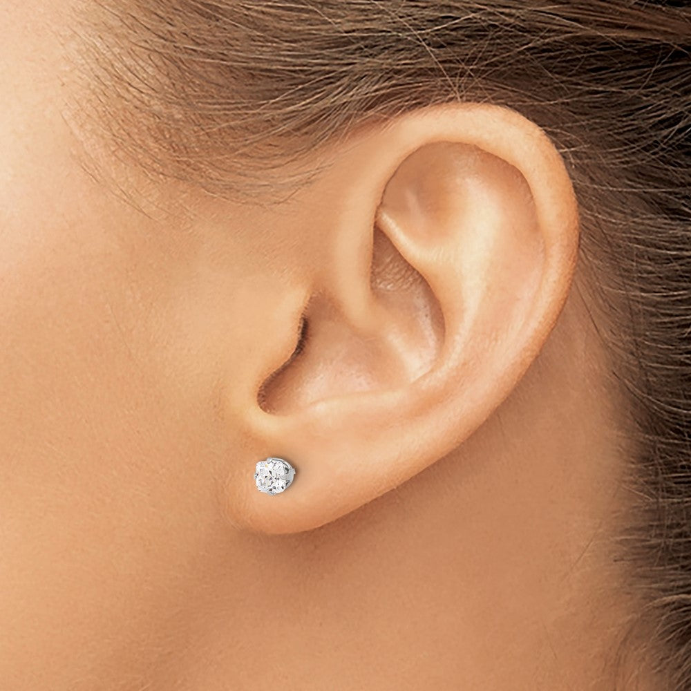 Piercing only Stainless Steel 4mm Square CZ Post Earrings