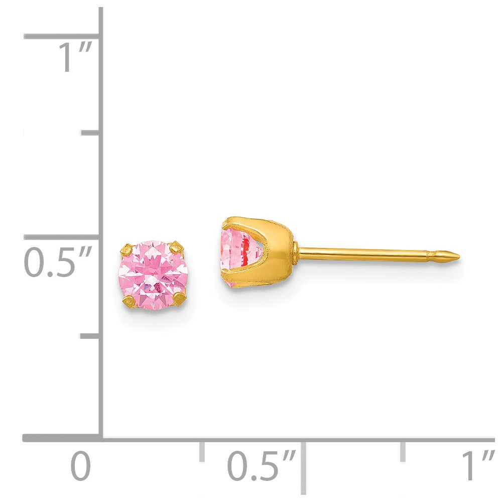 Piercing only 14k 5mm Pink CZ Post Earrings