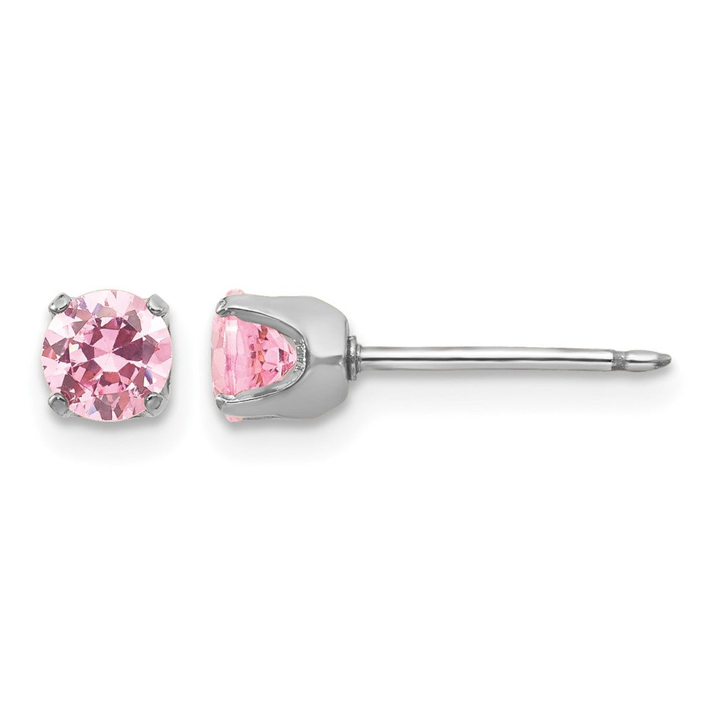 Inverness 14k White Gold 5mm Pink CZ Earrings