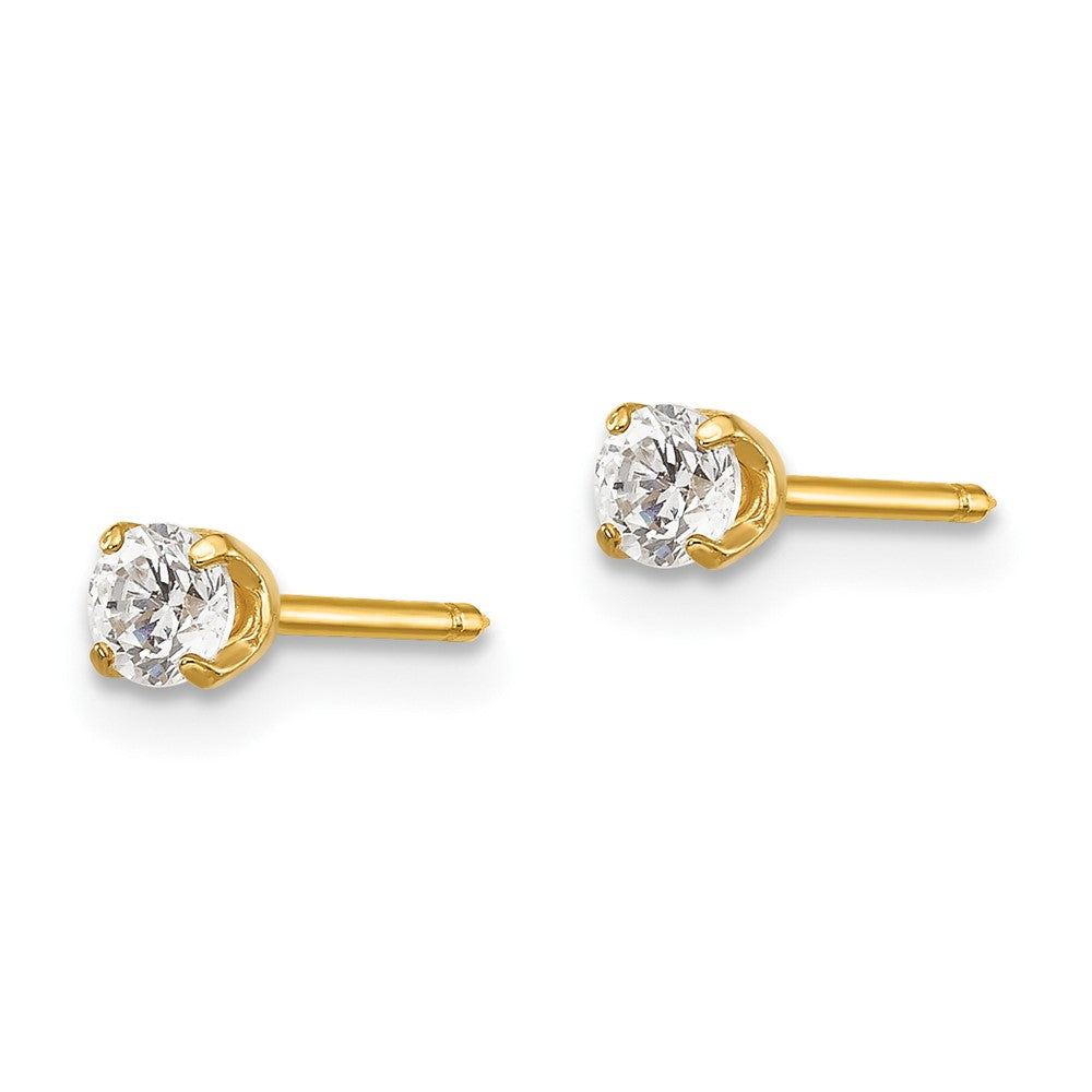 Piercing only 14k 3mm CZ Long Post Earrings