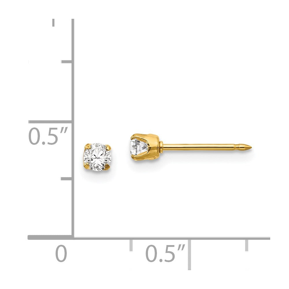 Piercing only 14k 3mm CZ Long Post Earrings