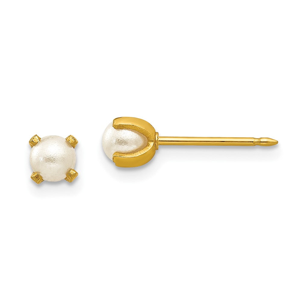 Piercing only 14k 4mm Simulated Pearl Earrings