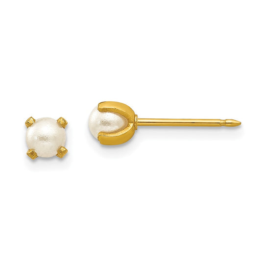 Piercing only 14k 4mm Simulated Pearl Earrings