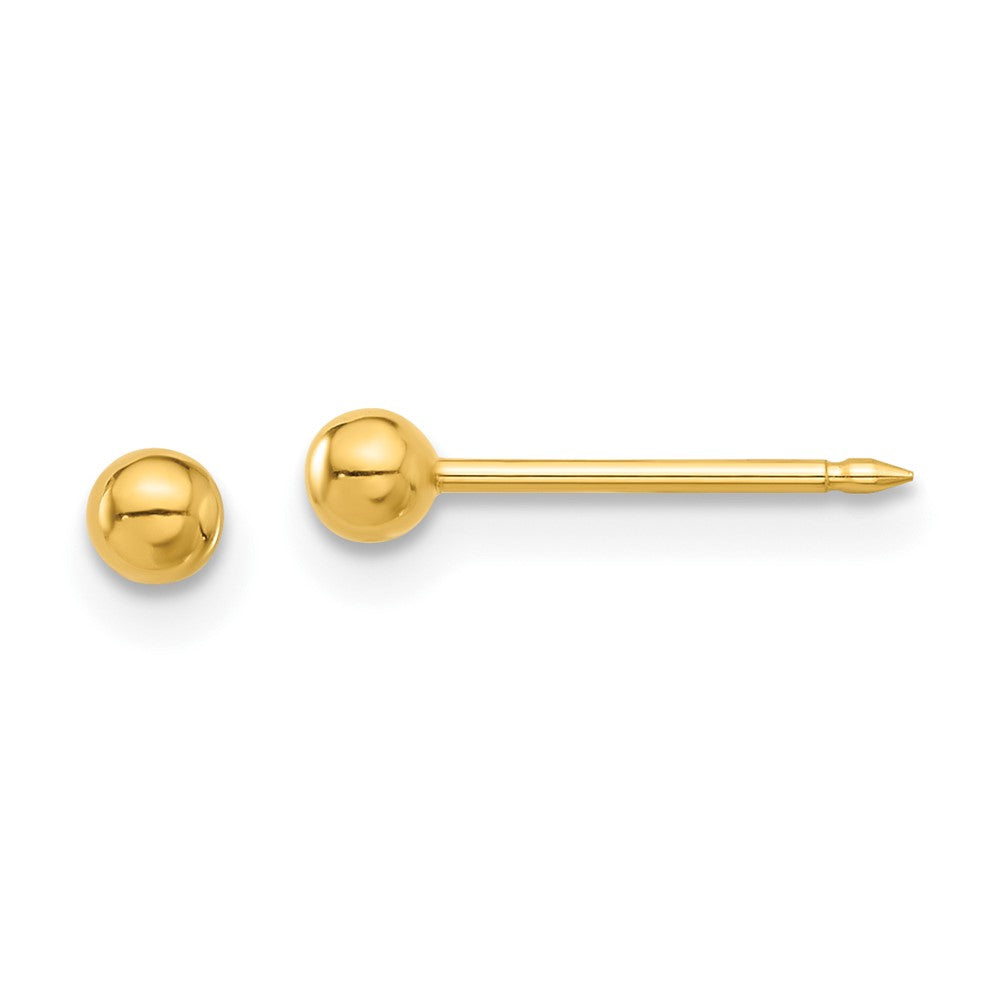 Piercing only Stainless Steel 24K Gold-plated 3mm Ball Post Earrings