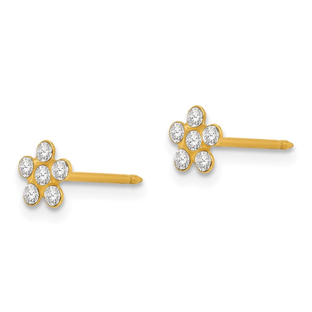 Piercing only 14k April Crystal Birthstone Flower Earrings