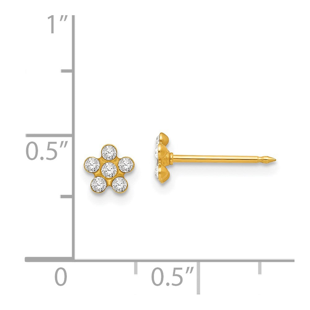 Piercing only 14k April Crystal Birthstone Flower Earrings