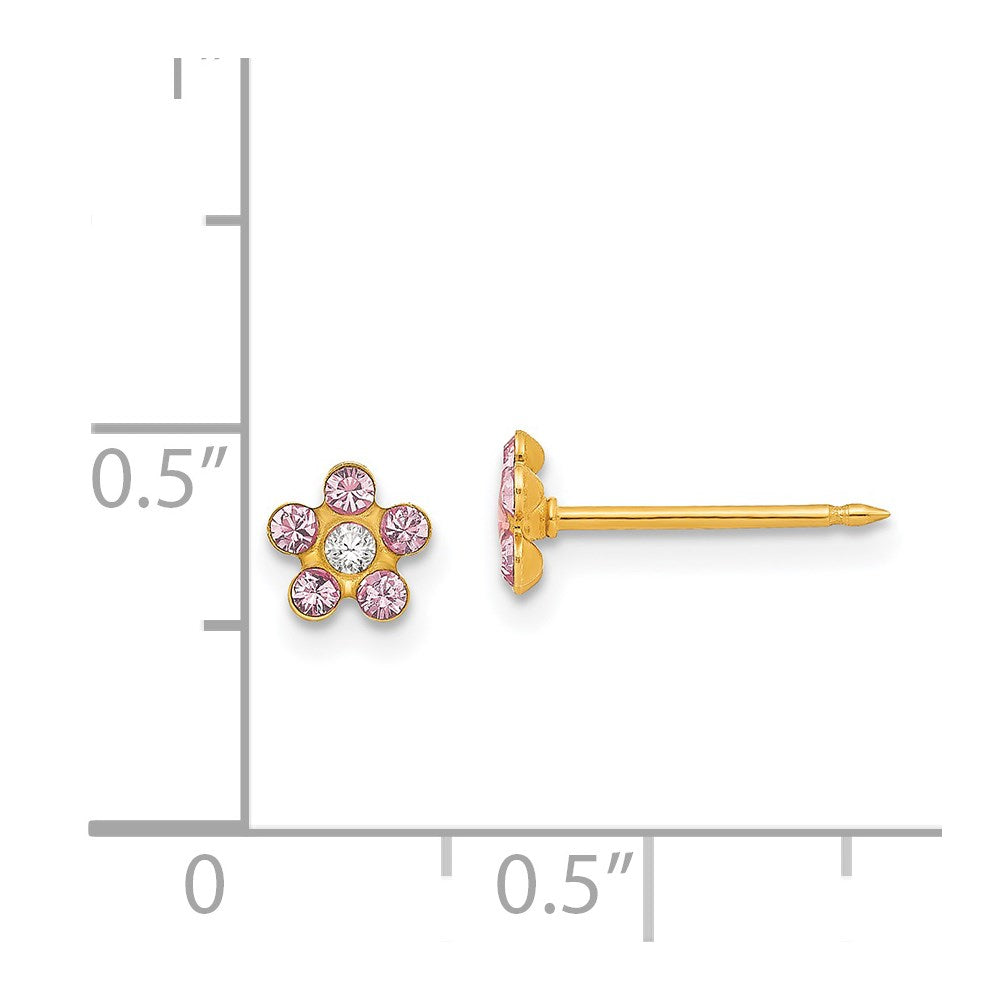 Piercing only 14k June Crystal Birthstone Flower Earrings