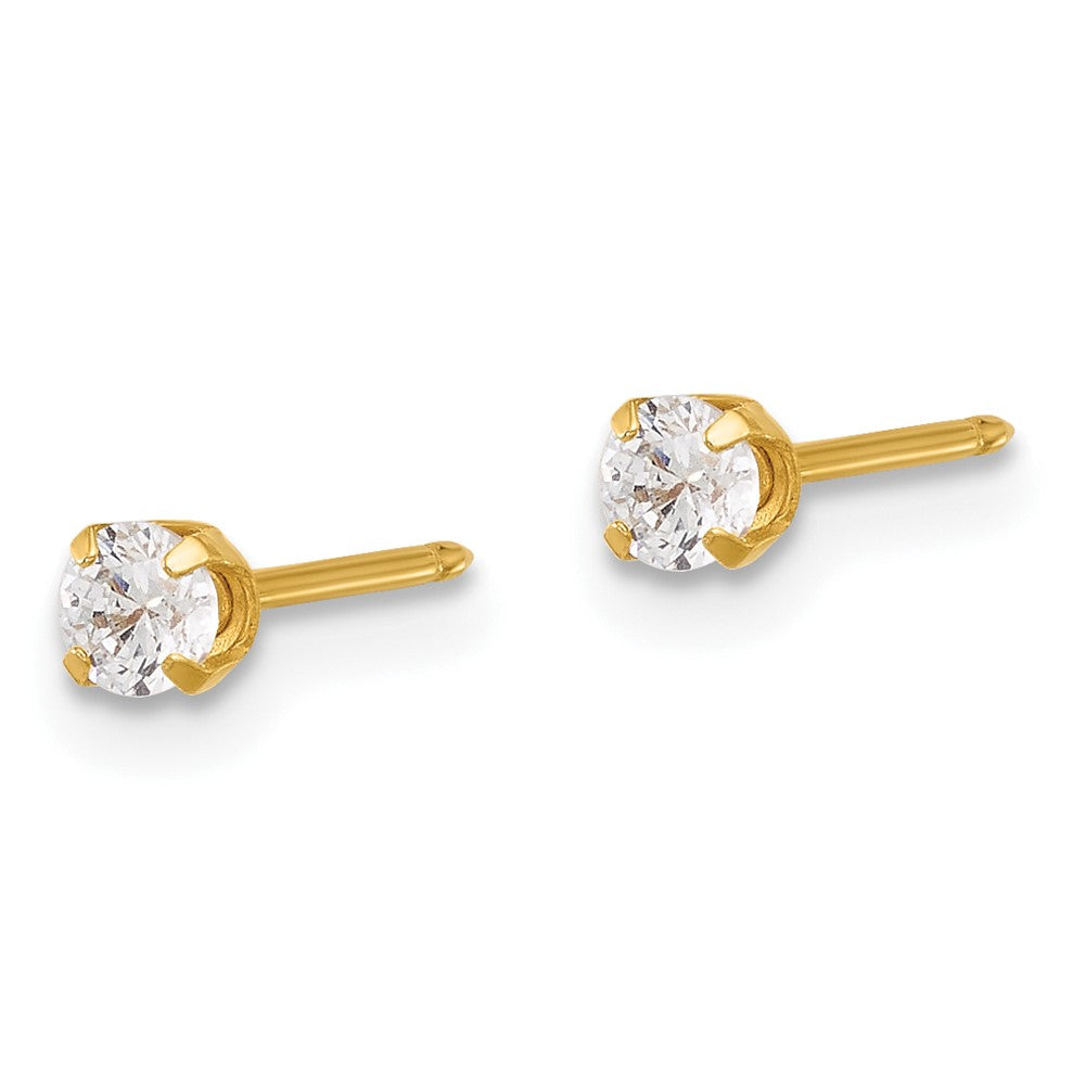 Piercing only 14K Polished 3mm CZ Short Post Earrings