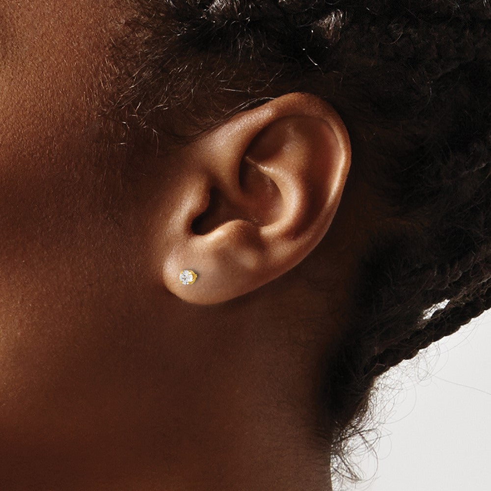 Piercing only 14K Polished 3mm CZ Short Post Earrings