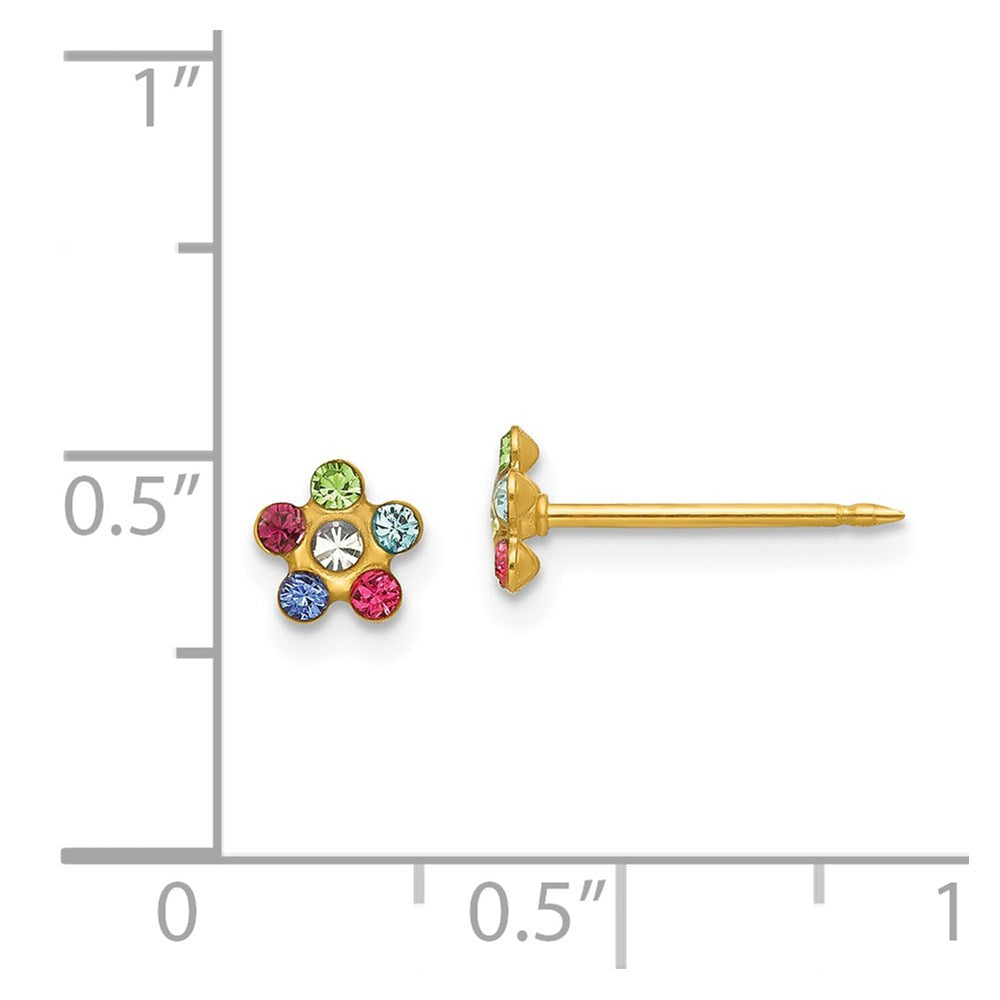 Piercing only 14k Flower Multicolor Crystal Earrings