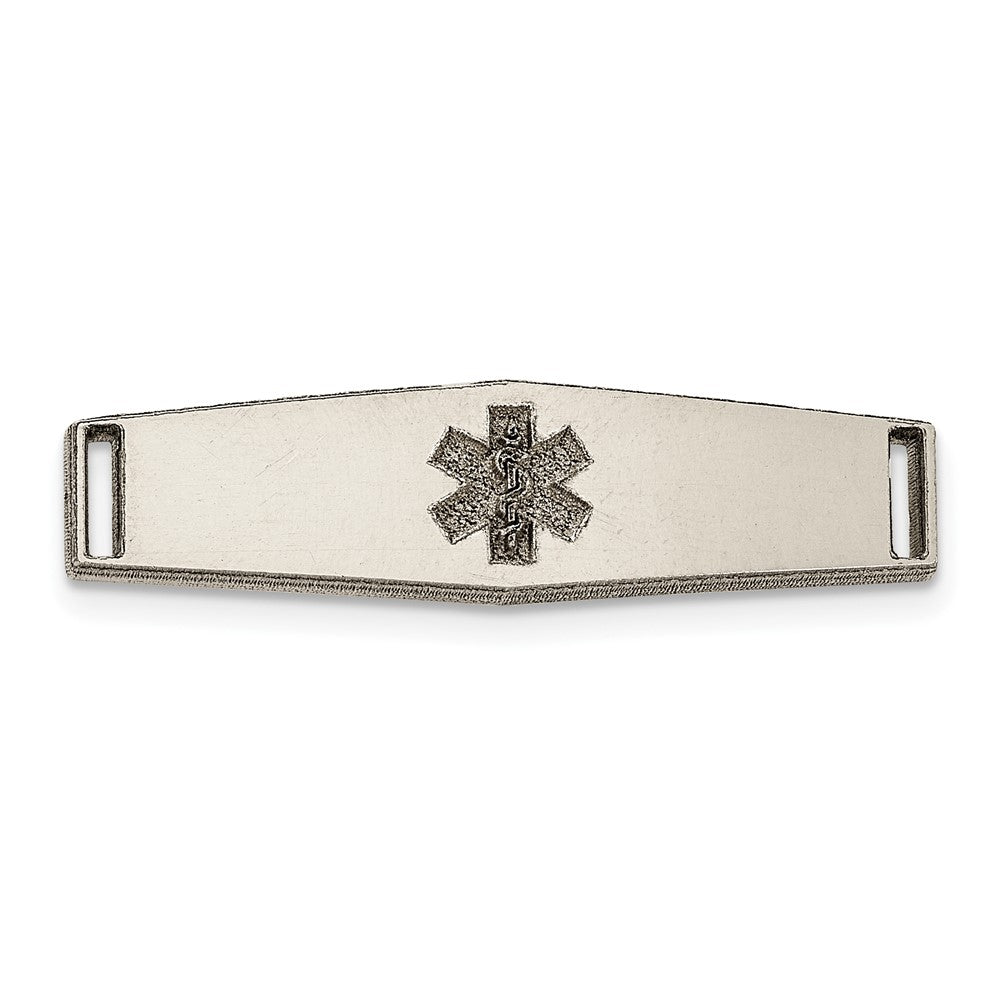 14K WG Polished Medical ID Ctr Soft Diamond Shape Plate # 813