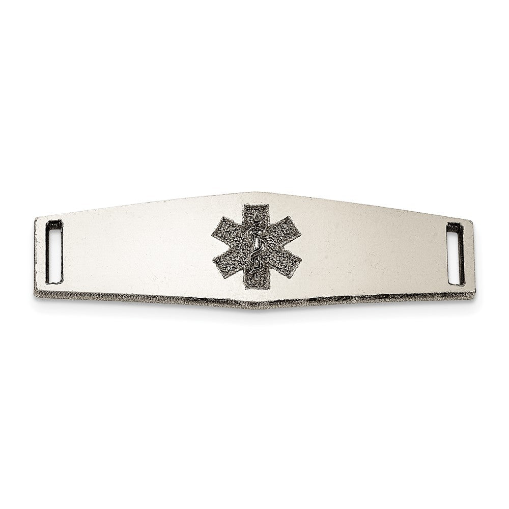 14K WG Polished Medical ID Ctr Soft Diamond Shape Plate # 816