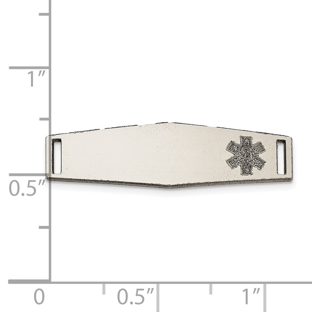 14K WG Polished Medical ID Off Ctr Soft Diamond Shape Plate # 816
