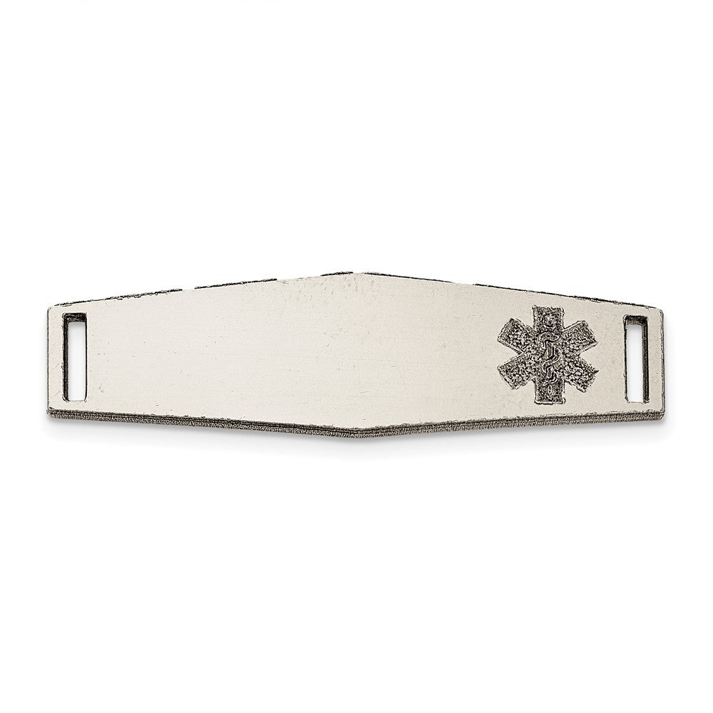 14K WG Polished Medical ID Off Ctr Soft Diamond Shape Plate # 816