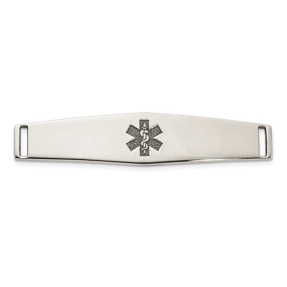 14K WG Polished Medical ID Ctr Soft Diamond Shape Plate # 818