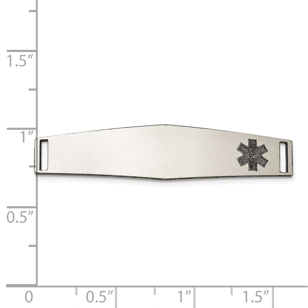 14K WG Polished Medical ID Off Ctr Soft Diamond Shape Plate # 819