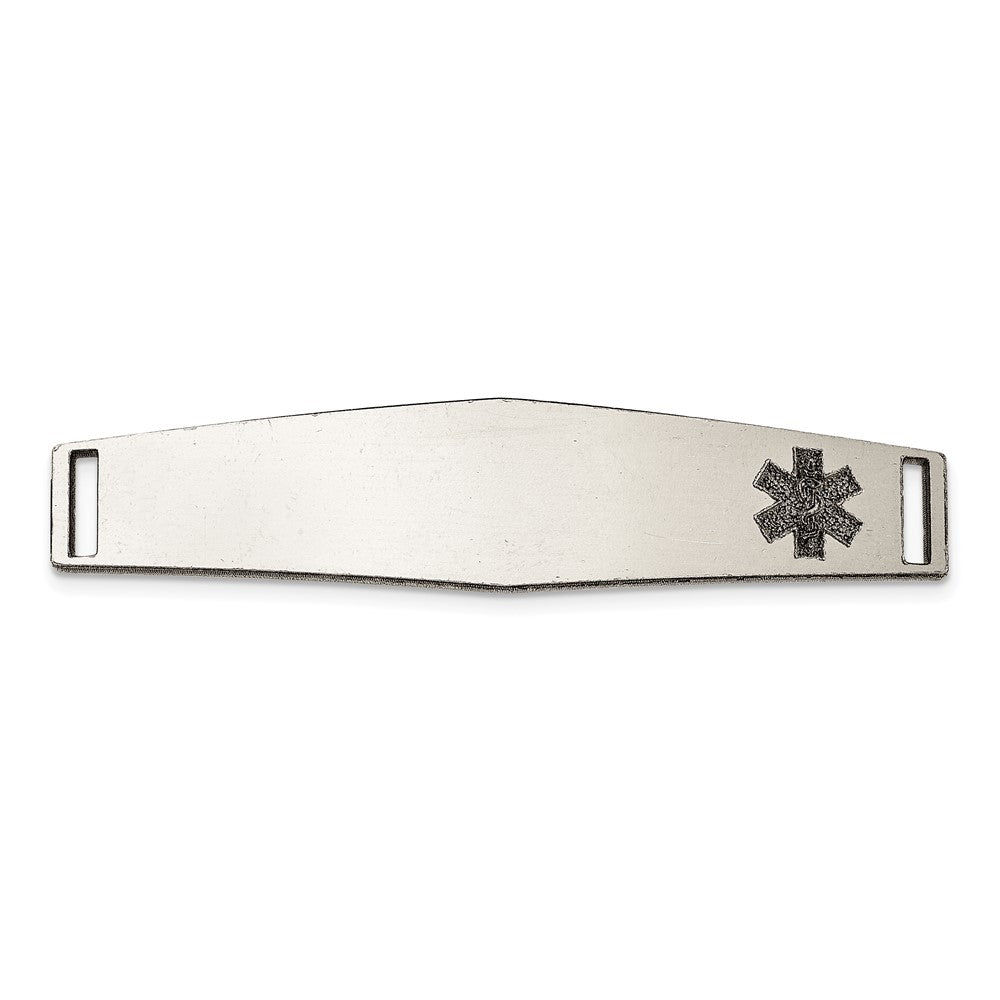 14K WG Polished Medical ID Off Ctr Soft Diamond Shape Plate # 818