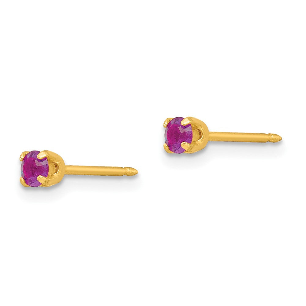 Piercing only 24k Plated February Purple Crystal Birthstone Earrings