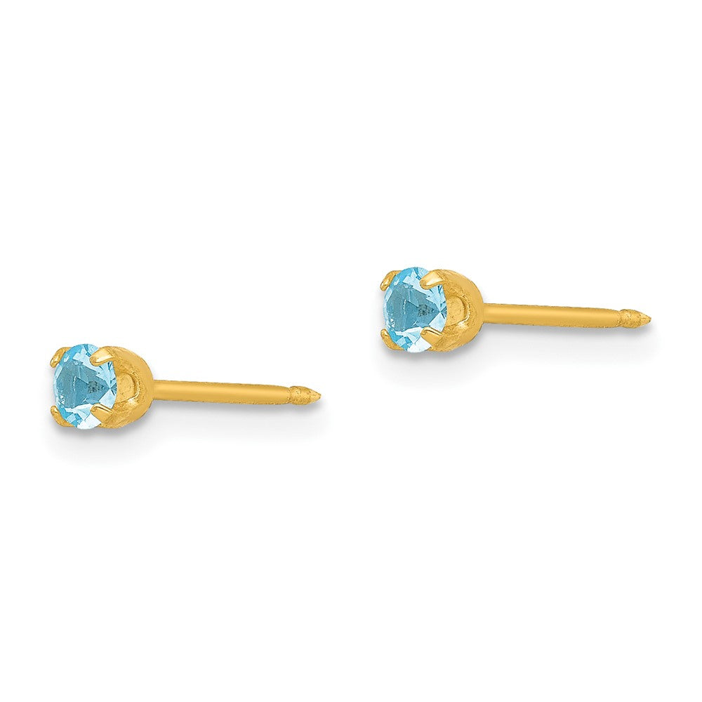 Piercing only 24k Plated March Lt Blue Crystal Birthstone Earrings