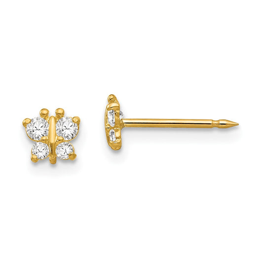Piercing only 14k Butterfly CZ Earrings