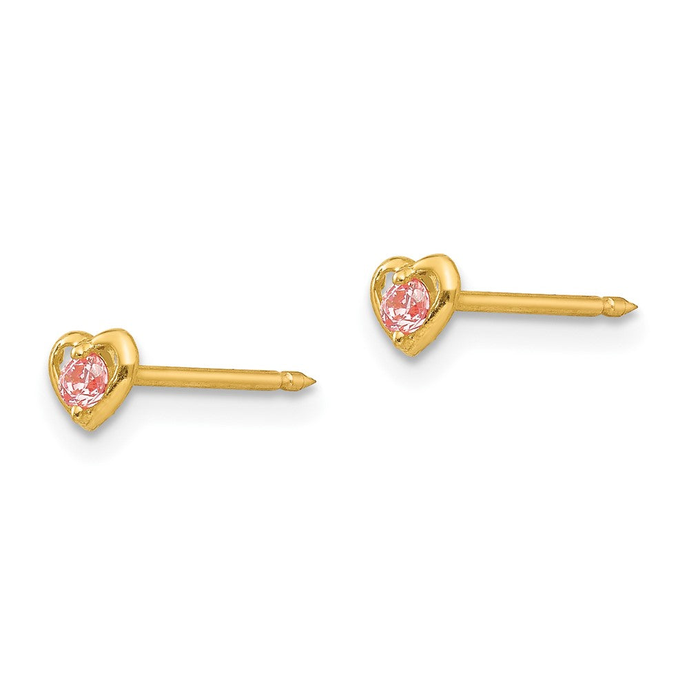 Piercing only 14k Heart w/Pink CZ Earrings