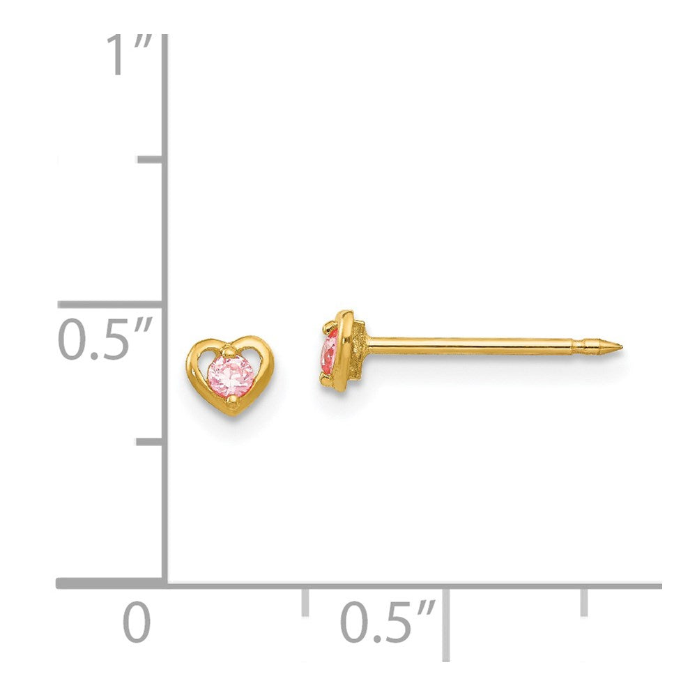 Piercing only 14k Heart w/Pink CZ Earrings
