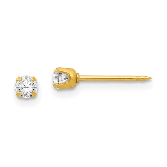 Piercing only 24k Plated April Crystal Birthstone Earrings