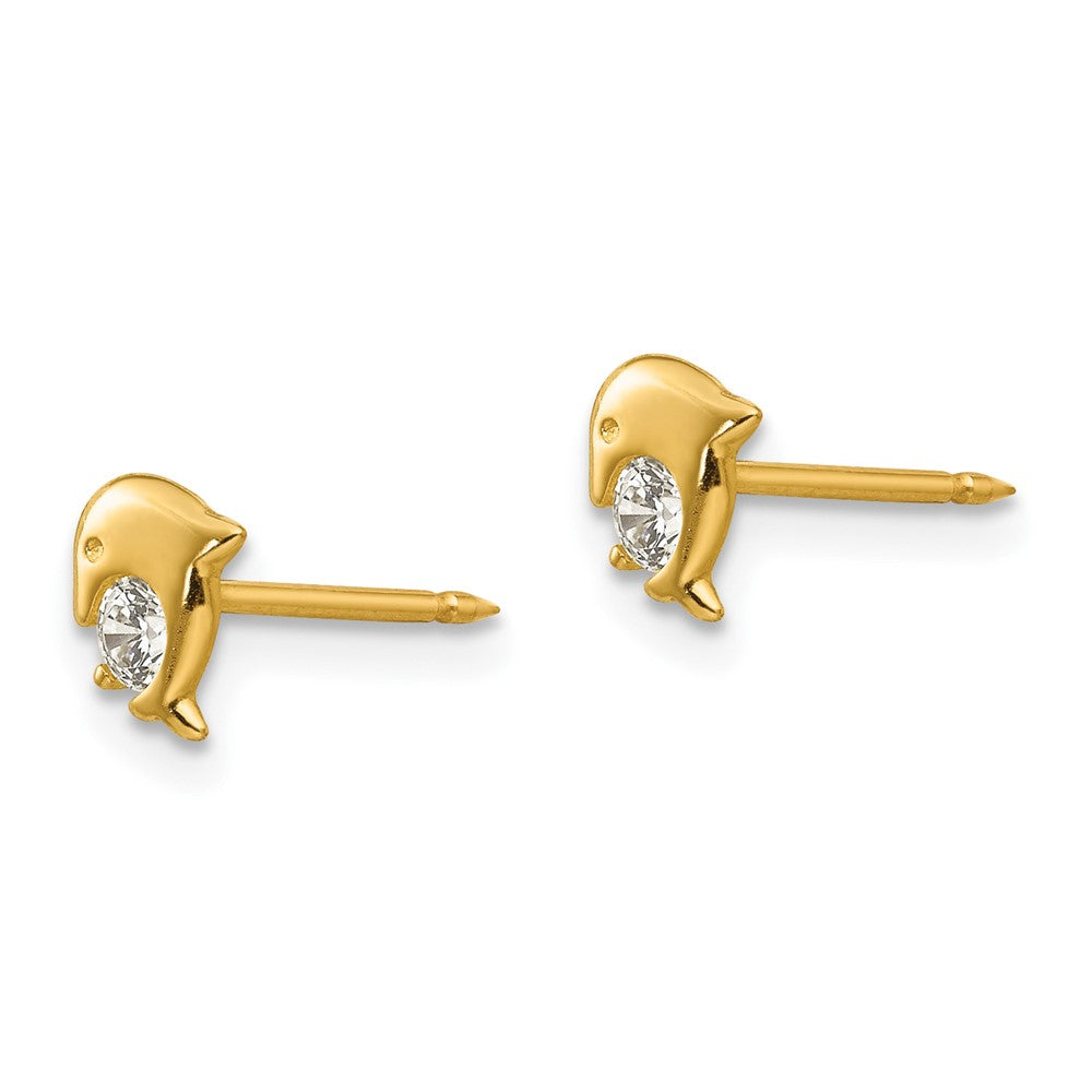 Piercing only 14k Dolphin CZ Earrings