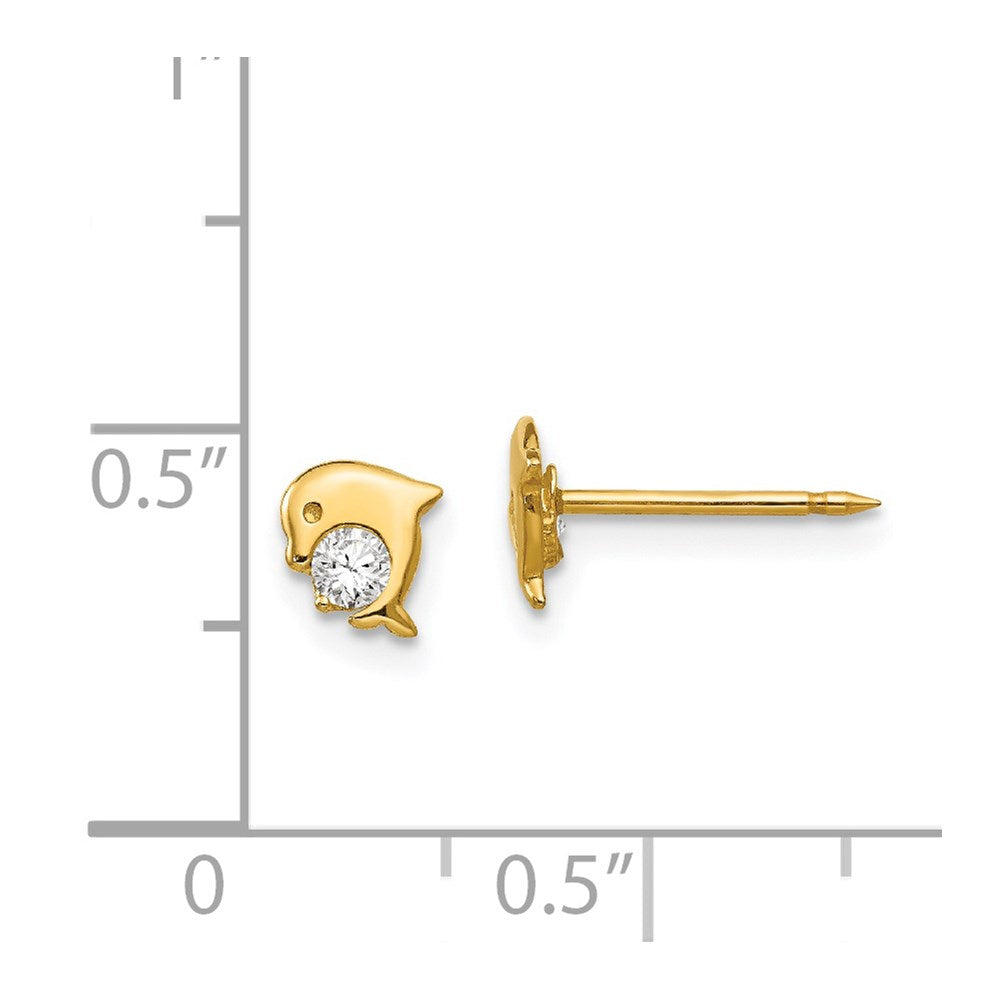 Piercing only 14k Dolphin CZ Earrings
