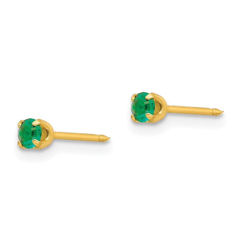 Piercing only 24k Plated May Green Crystal Birthstone Earrings
