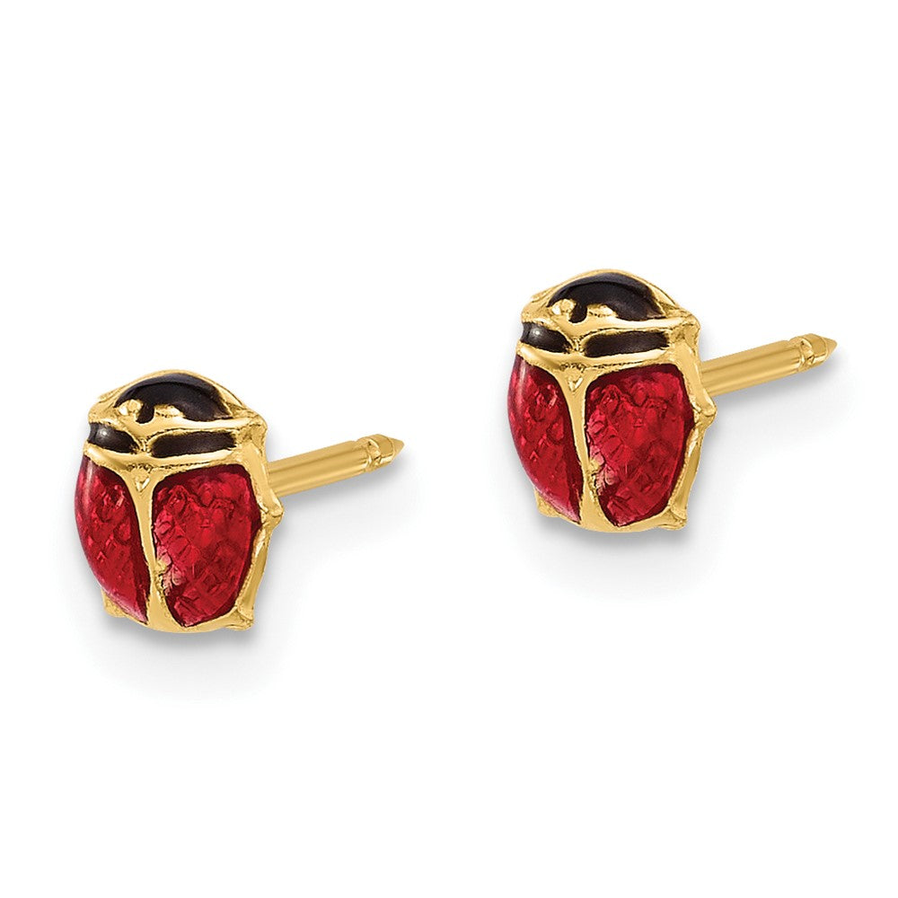 Piercing only 14K Polished Enameled Ladybug Post Earrings