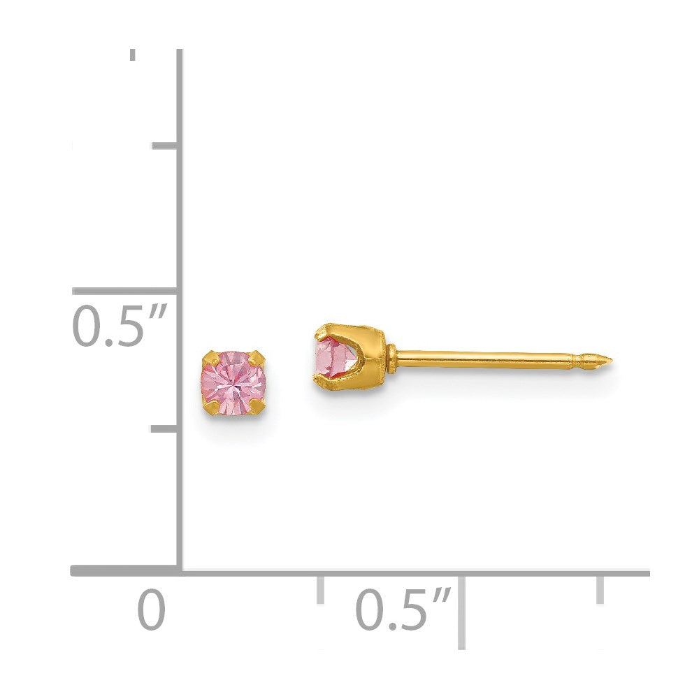 Piercing only 24k Plated June Crystal Birthstone Earrings