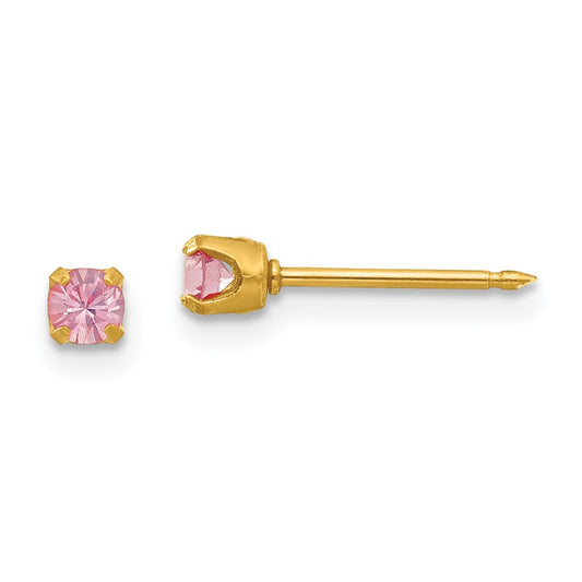 Piercing only 24k Plated June Crystal Birthstone Earrings